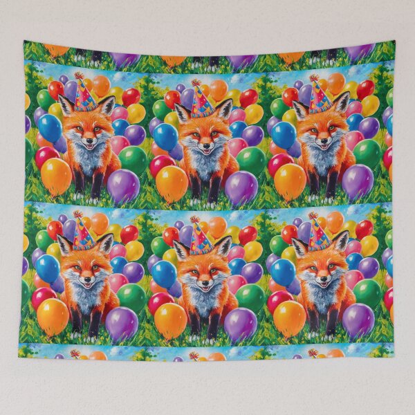Item preview, Birthday Celebration. Birthday Fox. Adorable fox, birthday balloons, watercolor fox, fox drawing, floral fox designed and sold by FoxVibes.