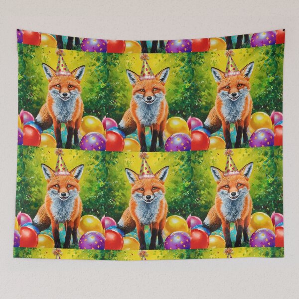 Item preview, Birthday Celebration. Birthday Fox. Adorable fox, birthday balloons, watercolor fox, fox drawing, floral fox designed and sold by FoxVibes.