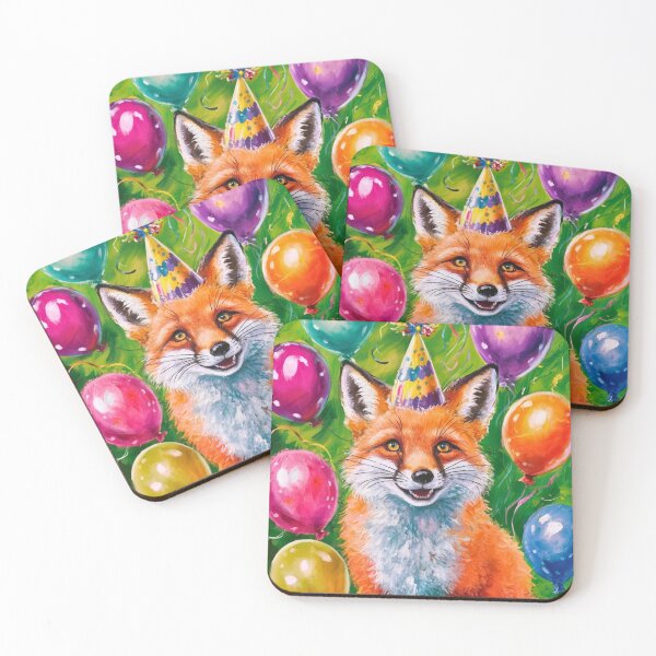 Item preview, Birthday Celebration. Birthday Fox. Adorable fox, birthday balloons, watercolor fox, fox drawing, floral fox designed and sold by FoxVibes.