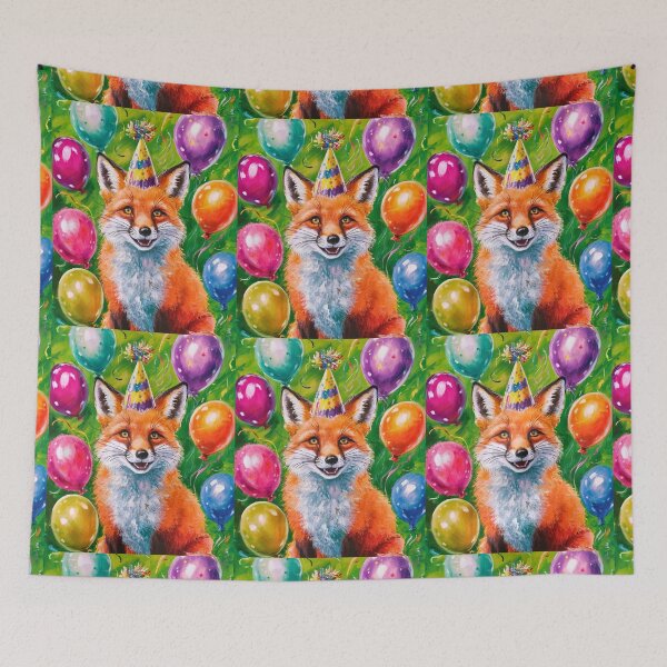 Item preview, Birthday Celebration. Birthday Fox. Adorable fox, birthday balloons, watercolor fox, fox drawing, floral fox designed and sold by FoxVibes.