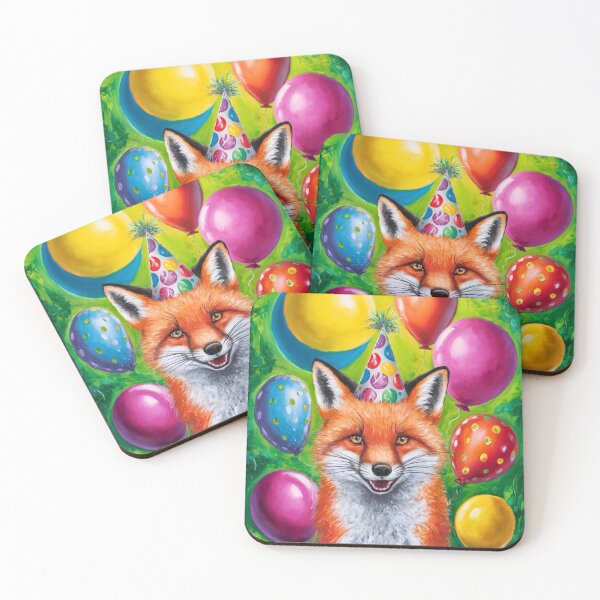 Item preview, Birthday Celebration. Birthday Fox. Adorable fox, birthday balloons, watercolor fox, fox drawing, floral fox designed and sold by FoxVibes.