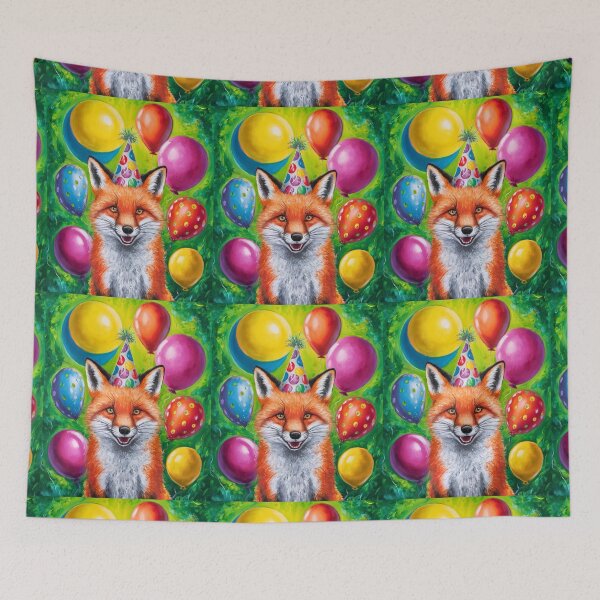 Item preview, Birthday Celebration. Birthday Fox. Adorable fox, birthday balloons, watercolor fox, fox drawing, floral fox designed and sold by FoxVibes.