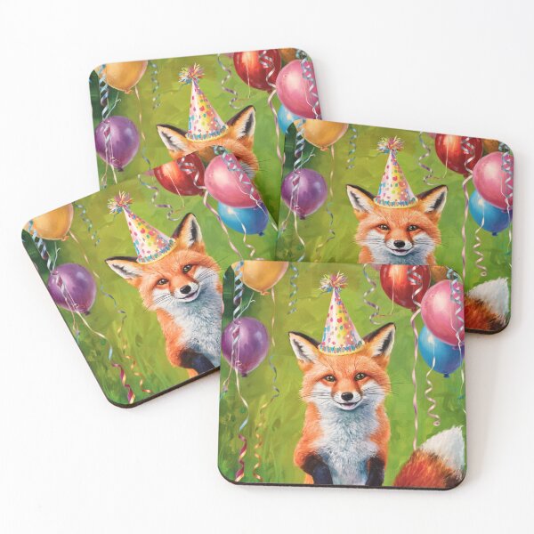 Item preview, Birthday Celebration. Birthday Fox. Adorable fox, birthday balloons, watercolor fox, fox drawing, floral fox designed and sold by FoxVibes.