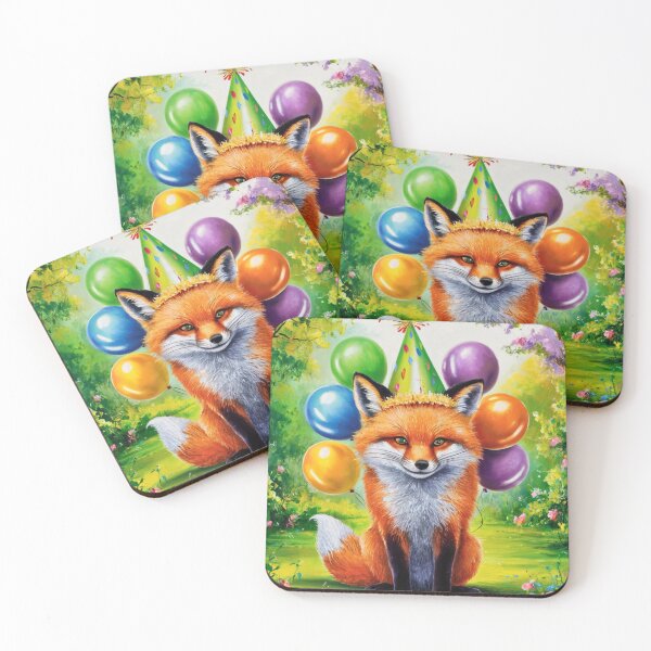 Item preview, Birthday Celebration. Birthday Fox. Adorable fox, birthday balloons, watercolor fox, fox drawing, floral fox designed and sold by FoxVibes.