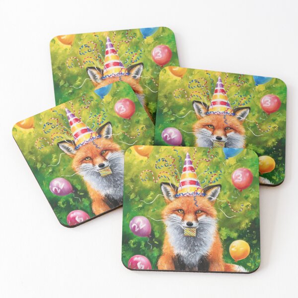 Item preview, Birthday Celebration. Birthday Fox. Adorable fox, birthday balloons, watercolor fox, fox drawing, floral fox designed and sold by FoxVibes.