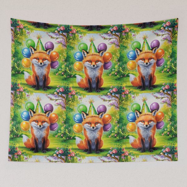 Item preview, Birthday Celebration. Birthday Fox. Adorable fox, birthday balloons, watercolor fox, fox drawing, floral fox designed and sold by FoxVibes.