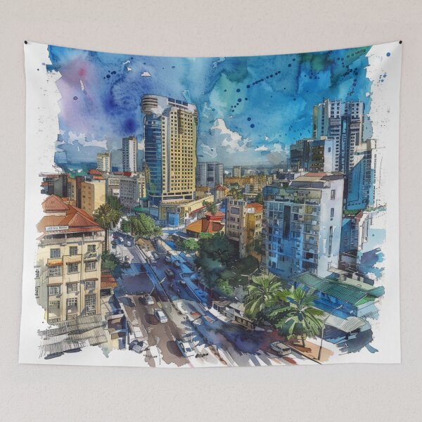 Item preview, A Watercolor Design of Dar es Salaam - Tanzania  designed and sold by Sketch-Shack.