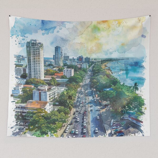 Item preview, A Watercolor Design of Dar es Salaam - Tanzania  designed and sold by Sketch-Shack.