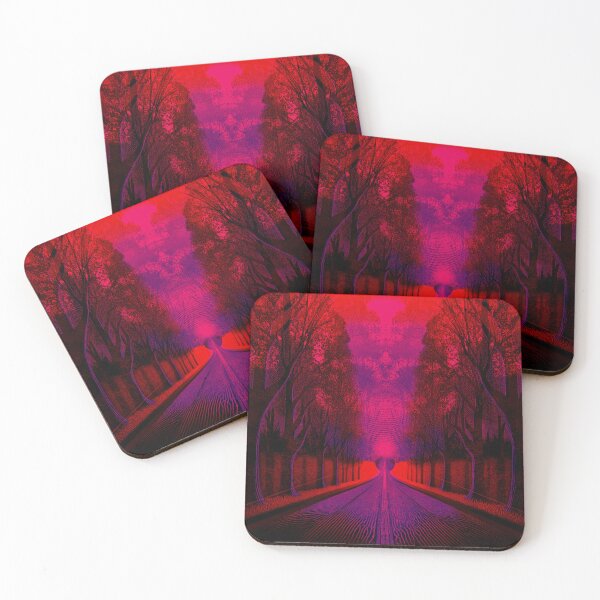 Item preview, Festival atmosphere - psychedelic forest, bathed in sea and setting sun - shades of red and magenta. designed and sold by My-fake-places.