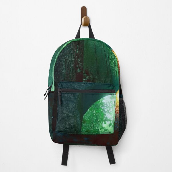 Item preview, Festival atmosphere - a psychedelic gate in the middle of the forest, bathed in the setting sun - shades of green and black. designed and sold by My-fake-places.