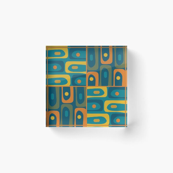 Item preview, Mid Century Modern Piquet Retro Abstract Multi Pattern in Moroccan Blue Teal Orange Olive Mustard designed and sold by kierkegaard.