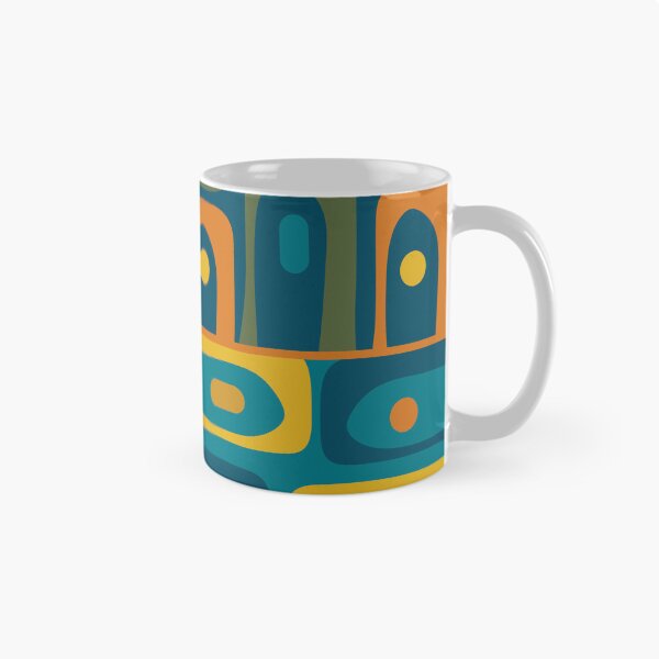 Item preview, Mid Century Modern Piquet Retro Abstract Multi Pattern in Moroccan Blue Teal Orange Olive Mustard designed and sold by kierkegaard.