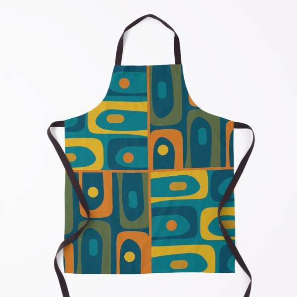 Item preview, Mid Century Modern Piquet Retro Abstract Multi Pattern in Moroccan Blue Teal Orange Olive Mustard designed and sold by kierkegaard.