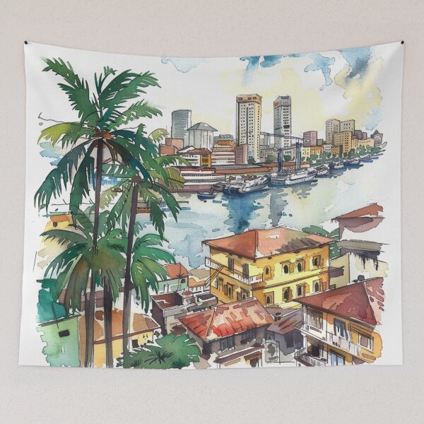 Item preview, A Watercolor Design of Lagos - Nigeria  designed and sold by Sketch-Shack.