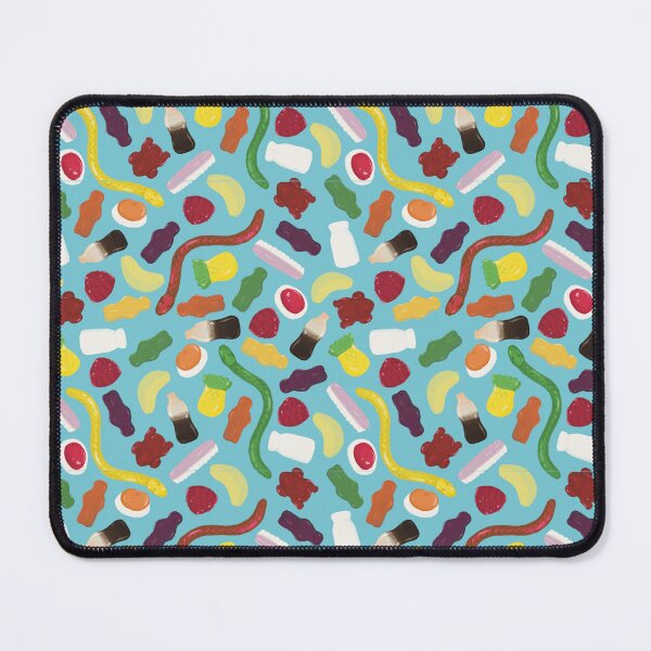 Item preview, Illustrated Allen's Lollies Gummy Candy Party Mix Pattern Blue designed and sold by Juliet Raines.