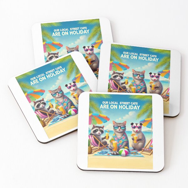 Item preview, Local street cats on vacation – retro travel poster for summer and animal lovers designed and sold by pod24.