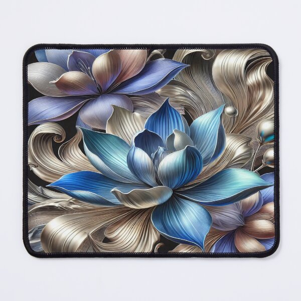 Item preview, Metallic Floral Sparkle in Blue and Silver designed and sold by FAONIM.
