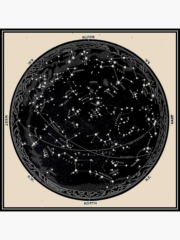 CONSTELLATION GALAXY Vintage 1963 Zodiac Star Map Print