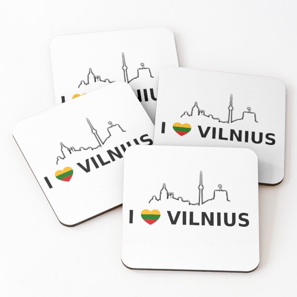 Item preview, Vilnius text- I LOVE VILNIUS with Vilnius city buildings drawing designed and sold by Vetagio.