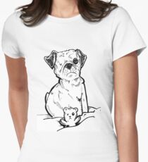 one eyed pug dog Women's Fitted T-Shirt