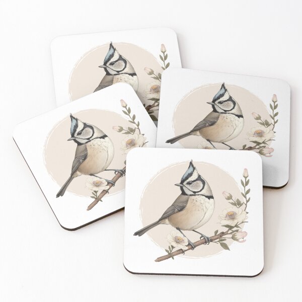 Item preview, Crested Tit, Vintage Bird, Lophophanes cristatus, cute bird, european birds, forest life designed and sold by lagunaklein.