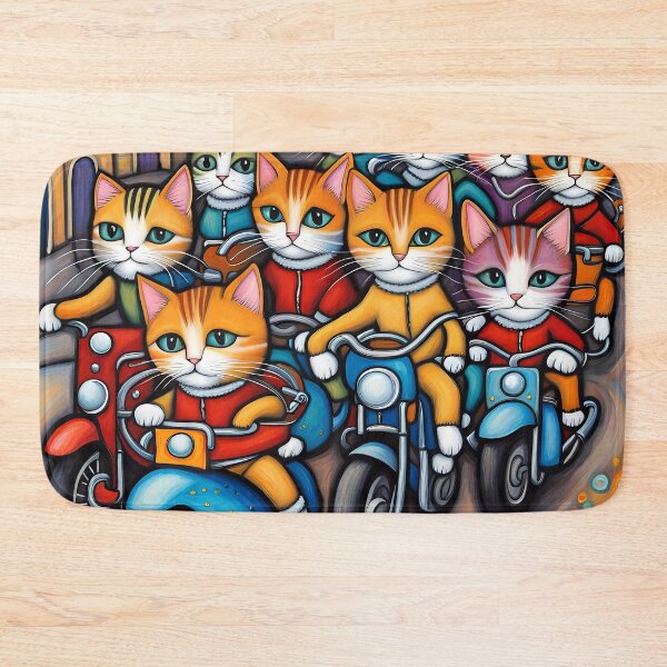 Item preview, Folk Art Kitten Bikers designed and sold by Colin Bentham.