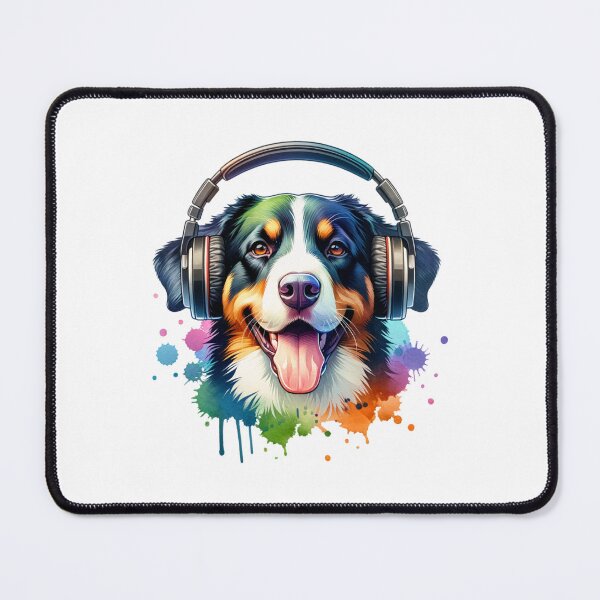 Item preview, Appenzeller Sennenhund with Headphones designed and sold by MyCozyCorner24.