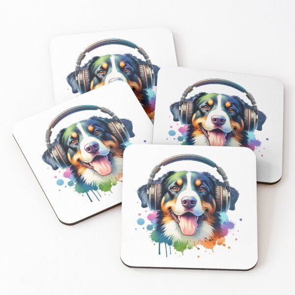 Item preview, Appenzeller Sennenhund with Headphones designed and sold by MyCozyCorner24.