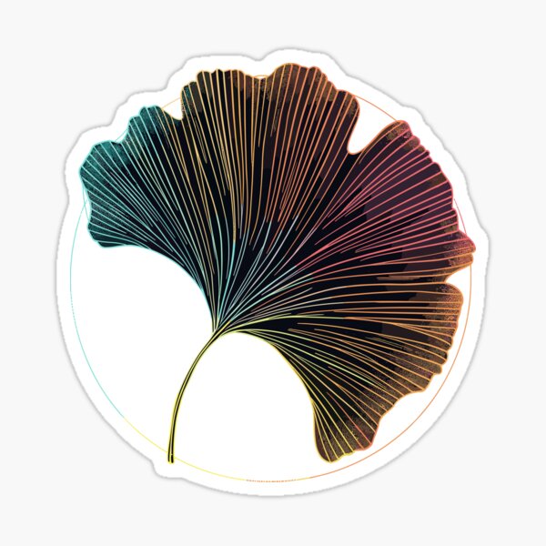 Colorful Ginkgo leaf print Sticker