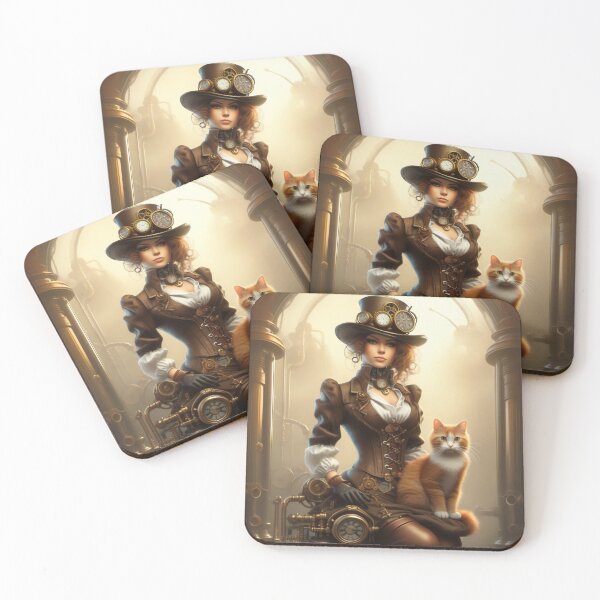 Item preview, Steampunk Woman with a Cat designed and sold by TeachersCubby.