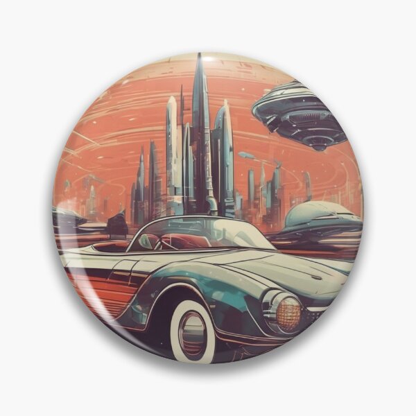Item preview, A retrofuturistic car and spaceship designed and sold by By Nayla.
