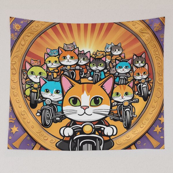 Item preview, Folk Art Kitten Bikers designed and sold by Colin Bentham.