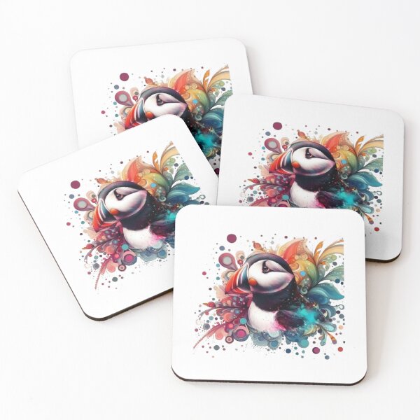 Item preview, A beautiful puffin with colorful background designed and sold by Marcoshop10.