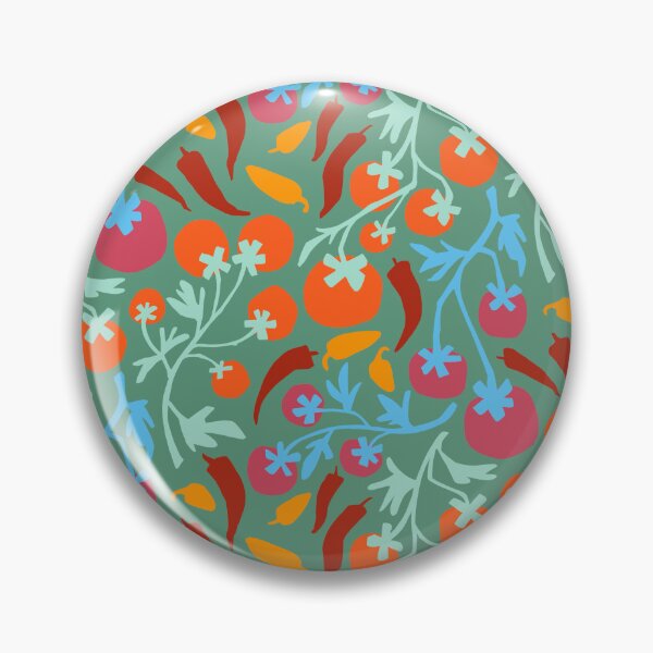 Item preview, Red tomatoes and yellow chills on cool green background.  designed and sold by Inkworthy.