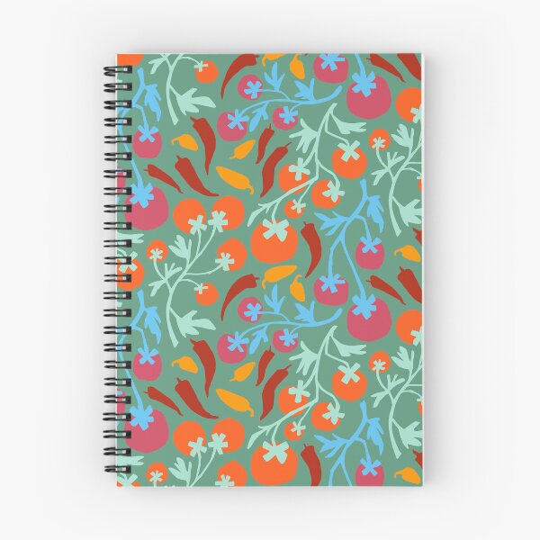 Item preview, Red tomatoes and yellow chills on cool green background.  designed and sold by Inkworthy.