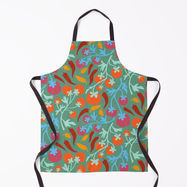 Item preview, Red tomatoes and yellow chills on cool green background. designed and sold by Inkworthy.