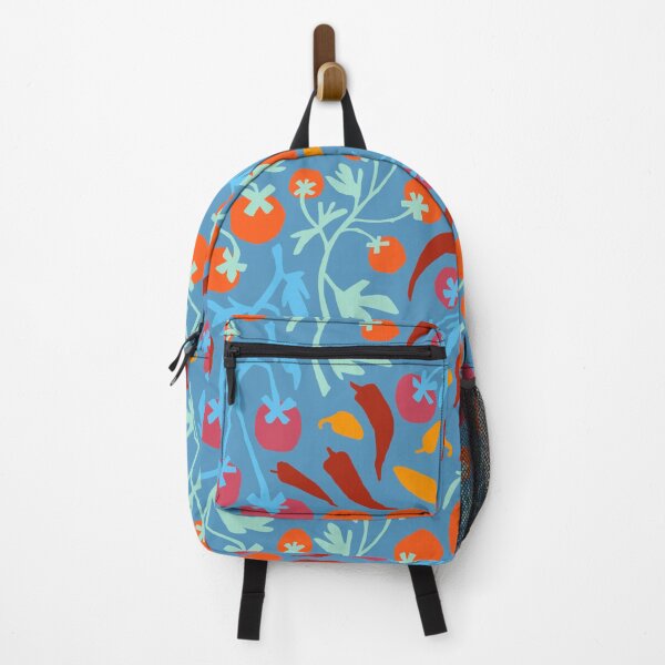 Item preview, Red Tomatoes and yellow chilli’s on teal blue back ground designed and sold by Inkworthy.