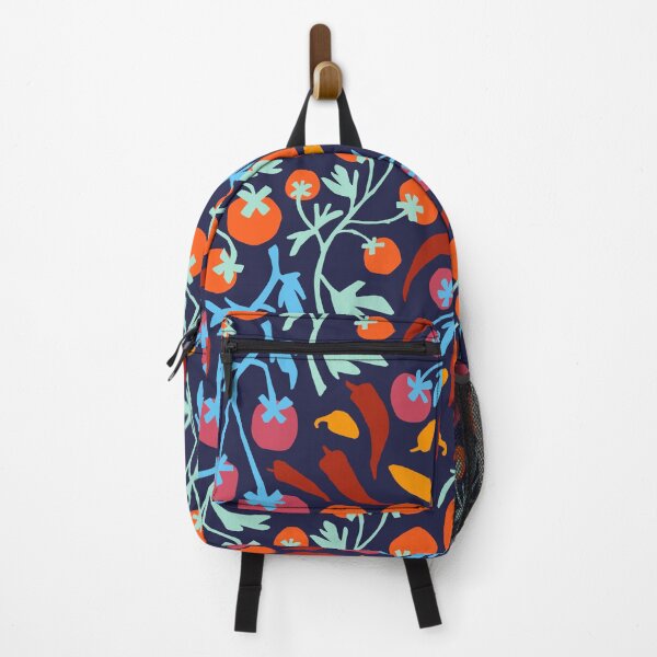 Item preview, Red tomatoes and yellow chilli’s on navy blue back ground  designed and sold by Inkworthy.