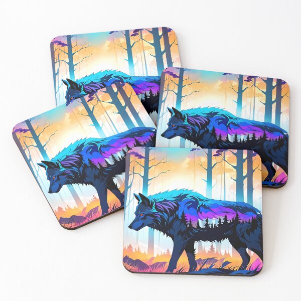 Item preview, Double Exposure Wolf and Purple Twilight Forest, Ai Generated Art  designed and sold by ACC .