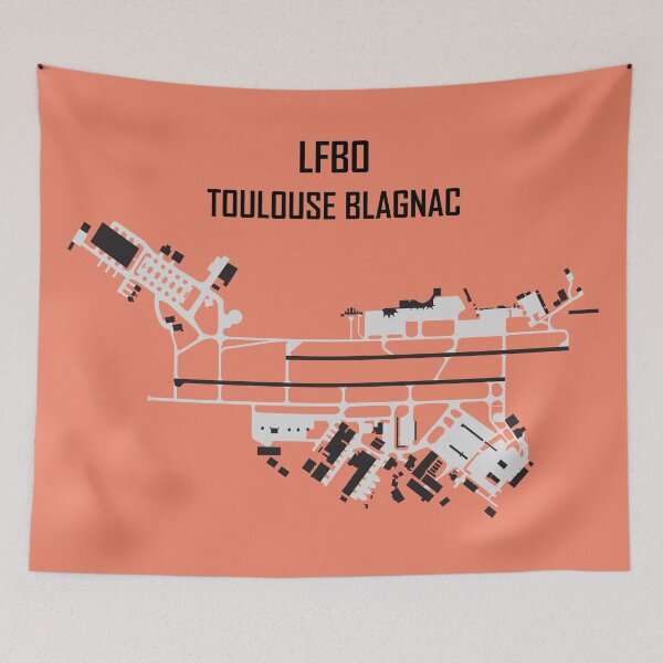 Item preview, TOULOUSE Blagnac LFBO Airport B&W Black Runways designed and sold by AeroArtCreation.