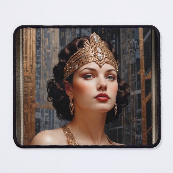 Item preview, Portrait Of A Lady Art Deco Pin-Up Illustration Alluring AI Concept Art by Xzendor7 designed and sold by Xzendor7 Digital Art Creations.