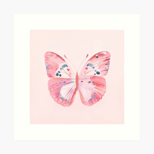 Artikel-Vorschau von Wunderlicher Schmetterling erröten rosa Pastell Aquarell Cottagecore Dekor, designt und verkauft von Gentle Echoes Art.