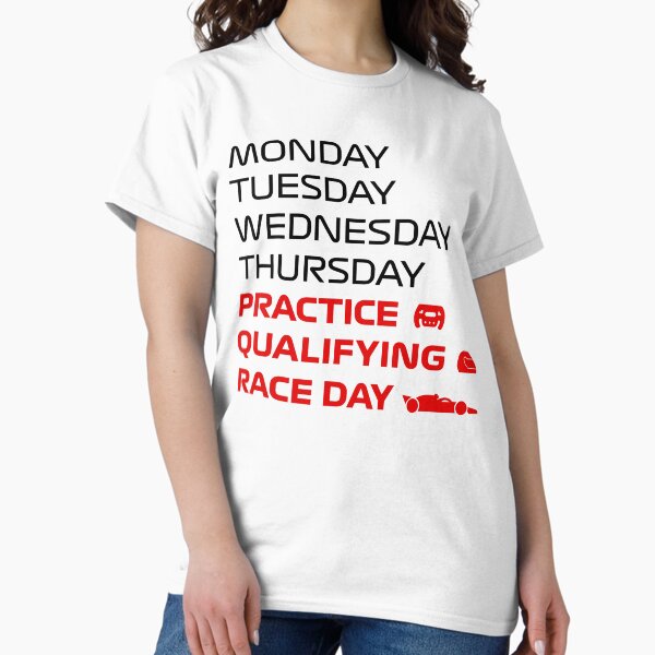Aperçu de l'œuvre T-shirt hebdomadaire F1 Race pour femmes créée et vendue par KPdesignsLLC.
