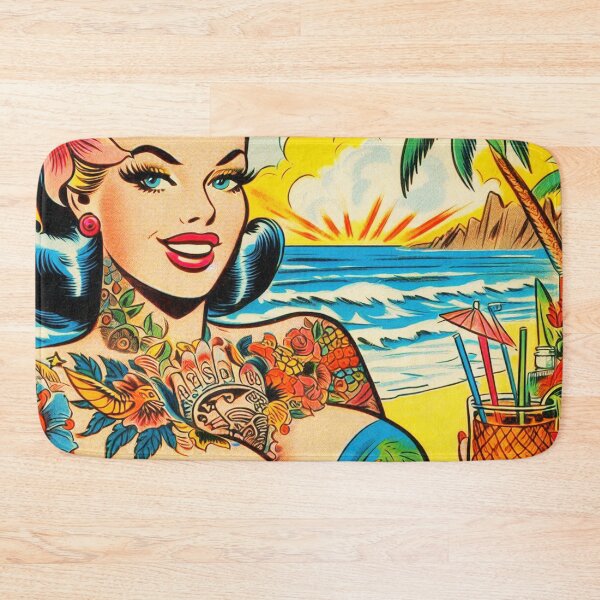 Item preview, Beach Tattoo Girl designed and sold by PulpVintage.