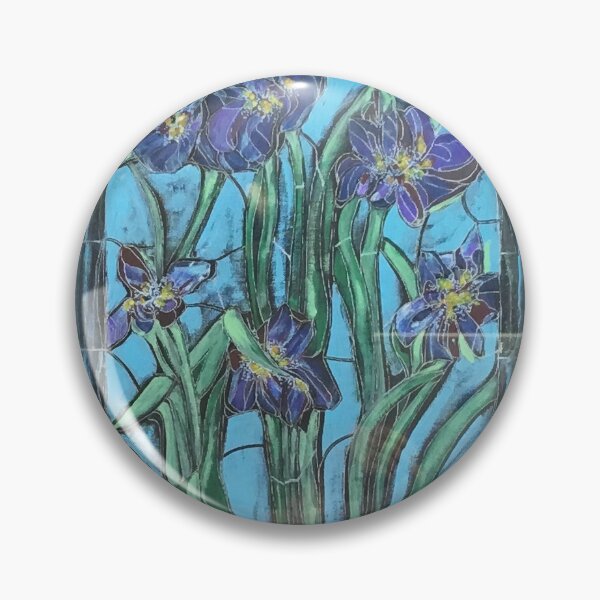 Item preview, Vintage Stained Glass Iris designed and sold by Jane Evans.
