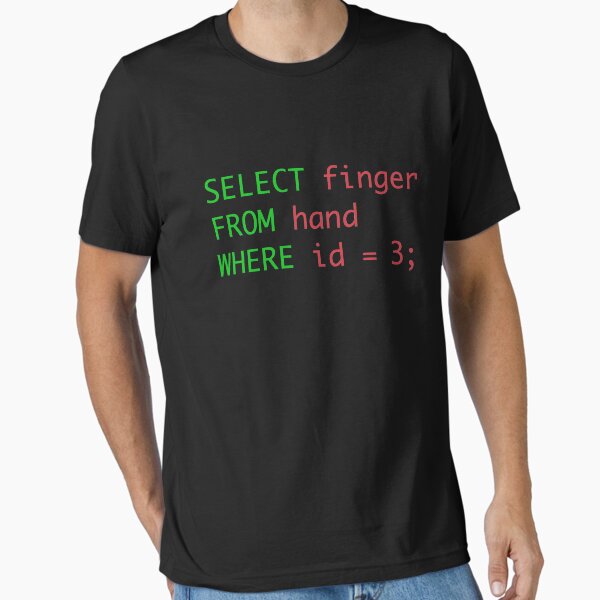 Item preview, SQL query humor select finger from hand where id = 3 designed and sold by kikooart27.