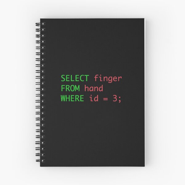 Item preview, SQL query humor select finger from hand where id = 3 designed and sold by kikooart27.