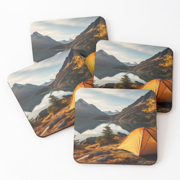 Item preview, Mountain Lake With A Tent - Adventure designed and sold by KootenayDesigns.