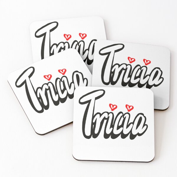 Item preview, Tricia popular girls name woman women’s first name in white cursive calligraphy personalised personalized customized name Gift for Tricia designed and sold by Artonmytee.