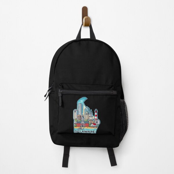 Item preview, Delaware State Map USA Skyline and Landmarks Illustration- travel souvenir art designed and sold by Unitepeople.